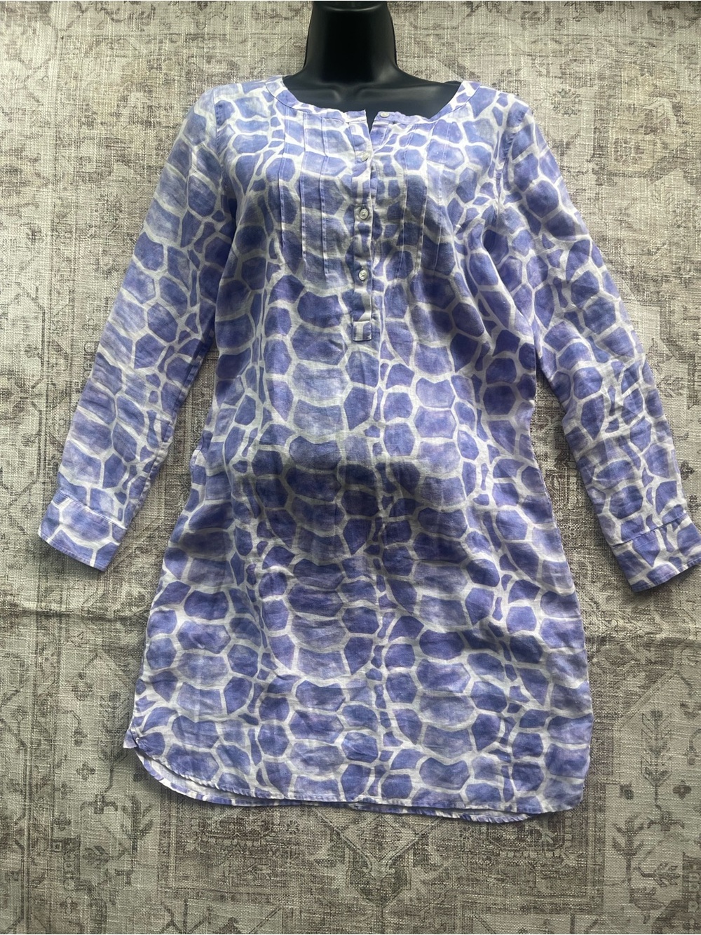 Vilebrequin Purple & White Linen & Flax Lightweight Coastal Tunic